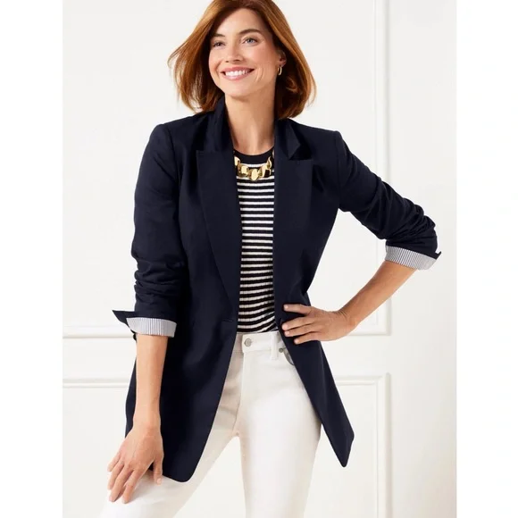 NWT New Talbots Women’s Relaxed 90s Blazer in Navy Blue (14) - Picture 4 of 10
